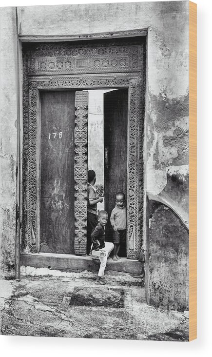 10-15 Years Wood Print featuring the photograph African Kids Playing - Stonetown Zanzibar 3609 by Neptune - Amyn Nasser Photographer