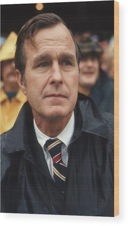 Human Interest Wood Print featuring the photograph Ambassador Bush At Football Game by Leonard McCombe
