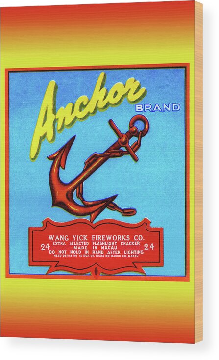 Firecracker Wood Print featuring the painting Anchor Brand Fireworks by Unknown