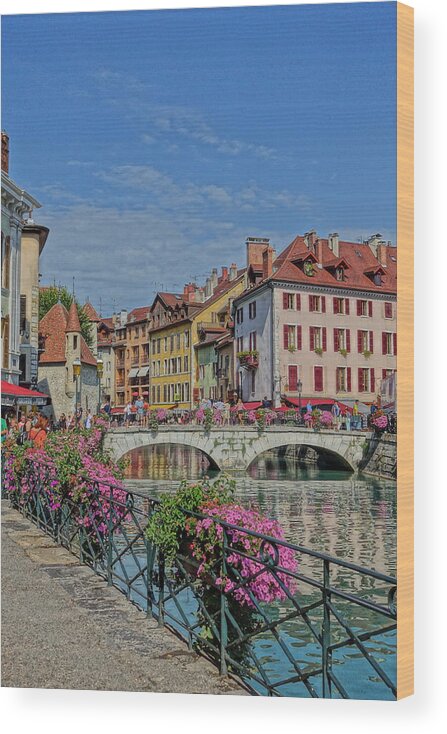 Canal Wood Print featuring the photograph Annecy canal and bridge by Patricia Caron