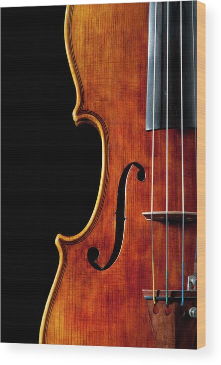 Curve Wood Print featuring the photograph Antique Violin by Beemore