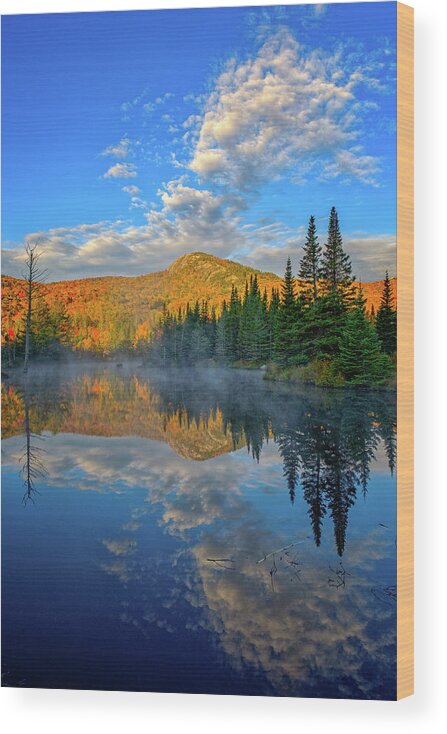Cumulous Clouds Wood Print featuring the photograph Autumn Sky, Mountain Pond by Jeff Sinon
