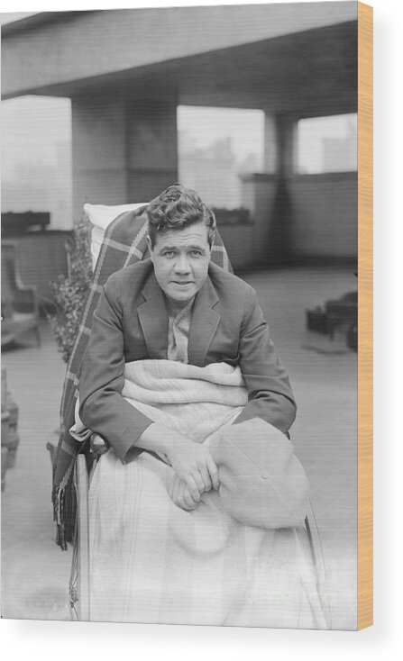 People Wood Print featuring the photograph Babe Ruth Recuperating On Hospital Roof by Bettmann