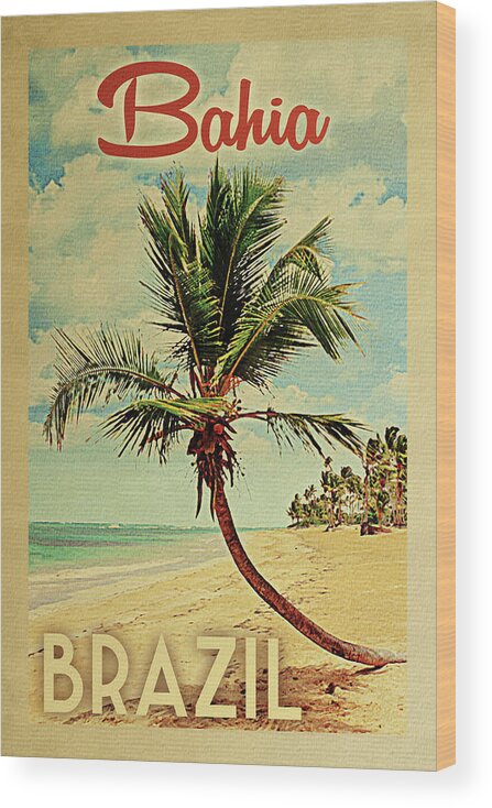 Bahia Wood Print featuring the digital art Bahia Brazil Palm Tree by Flo Karp