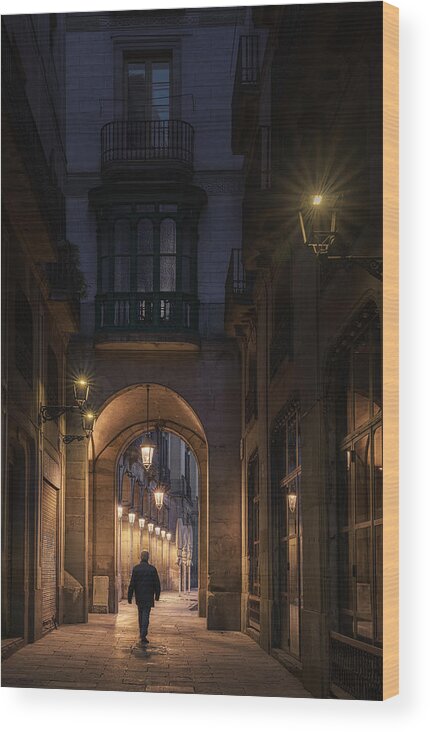 Barcelona Wood Print featuring the photograph Barcelona Streets by Antoni Figueras Barranco