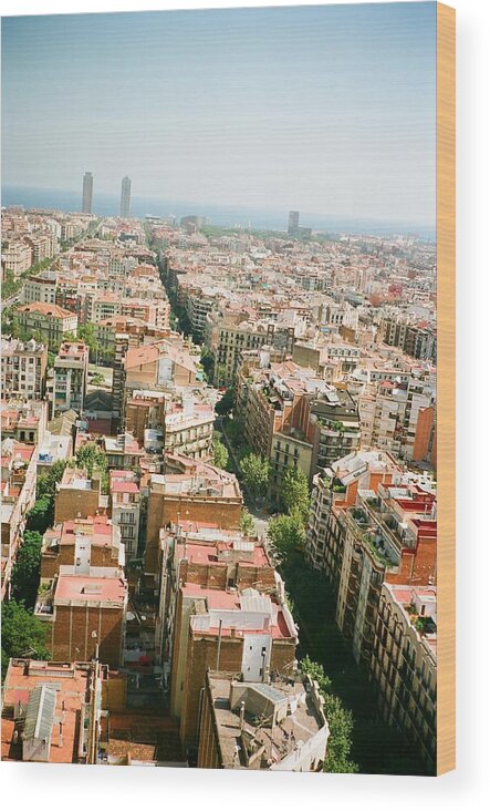 Tranquility Wood Print featuring the photograph Barcelona View From The Sagrada Família by Shuhan Zhong