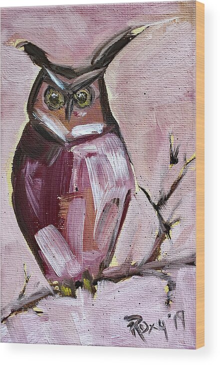 Owl Wood Print featuring the painting Barn Owl by Roxy Rich