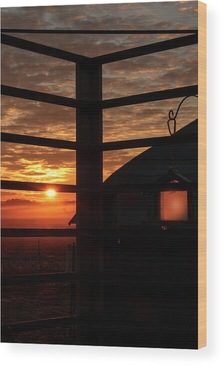Sunrise Wood Print featuring the photograph Barn Silhouette Sunrise by Sandra J's