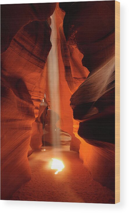 Antelope Canyon Wood Print featuring the photograph Beam In The Famous Upper Antelope Canyon by Wolfgang steiner