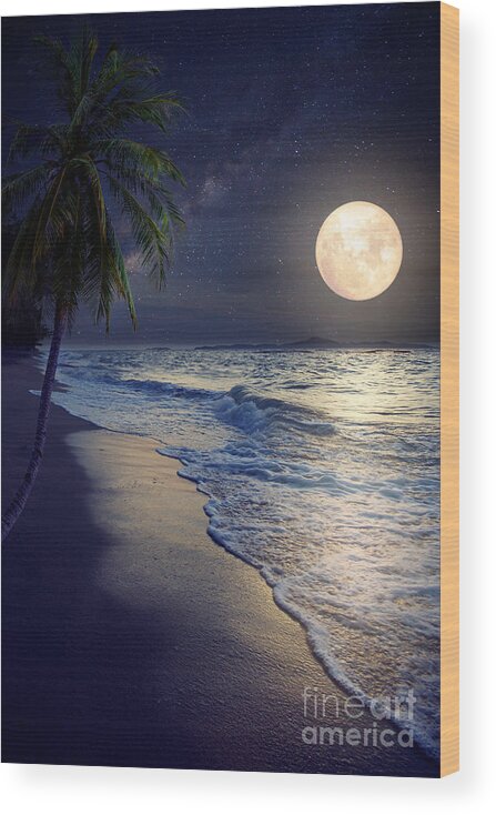Romance Wood Print featuring the photograph Beautiful Fantasy Tropical Beach by Jakkapan