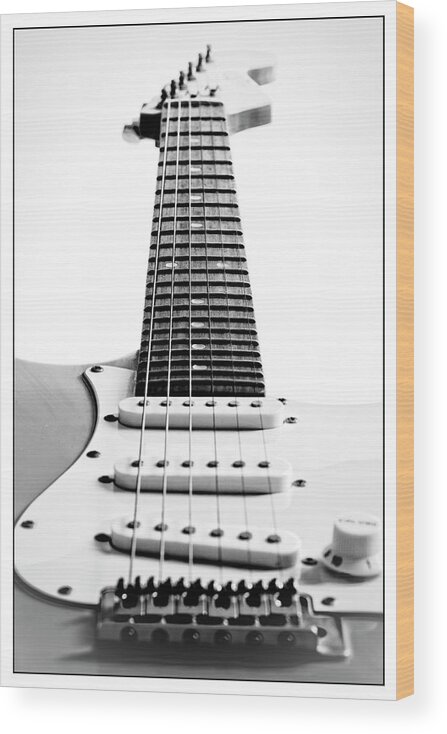 Black And White Guitar Side Wood Print featuring the photograph Black And White Guitar Side by Tom Quartermaine