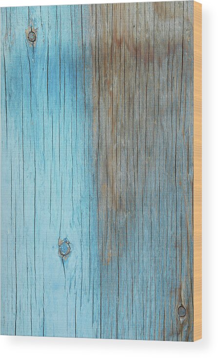 Cutting Board Wood Print featuring the photograph Blue And Tan Wood Background by Costint