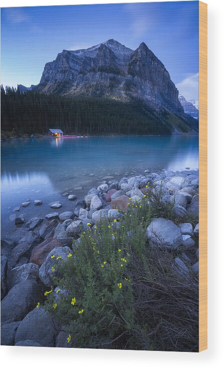 Banff Wood Print featuring the photograph Blue Time Lake Louise by Yongnan Li ?????