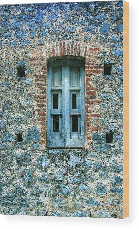 Window Wood Print featuring the photograph Blue Window by Leslie Struxness