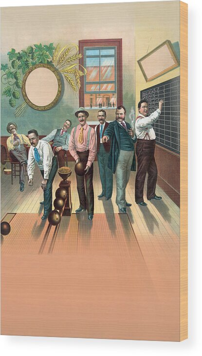 Bowling Wood Print featuring the painting Bowling Alley #191 by H. Schile