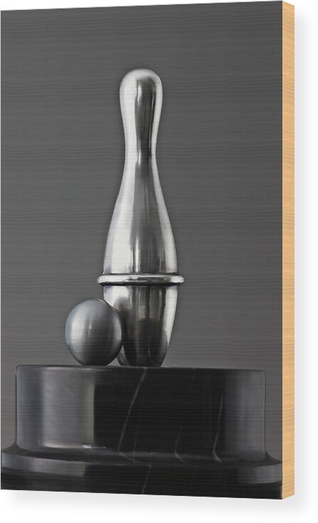 Two Objects Wood Print featuring the photograph Bowling Trophy by David Muir