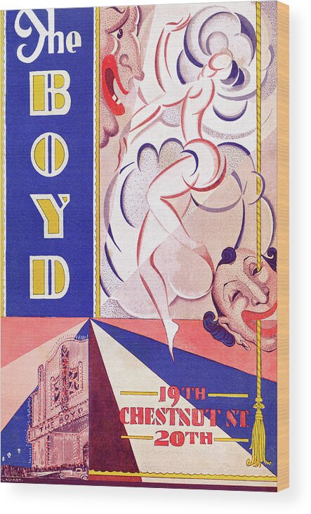 Boyd Theatre Wood Print featuring the mixed media Boyd Theatre Playbill Cover by Lau Art