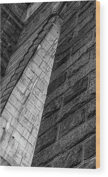 Brooklyn Bridge Wood Print featuring the photograph Brooklyn Bridge detail black and white by David Smith