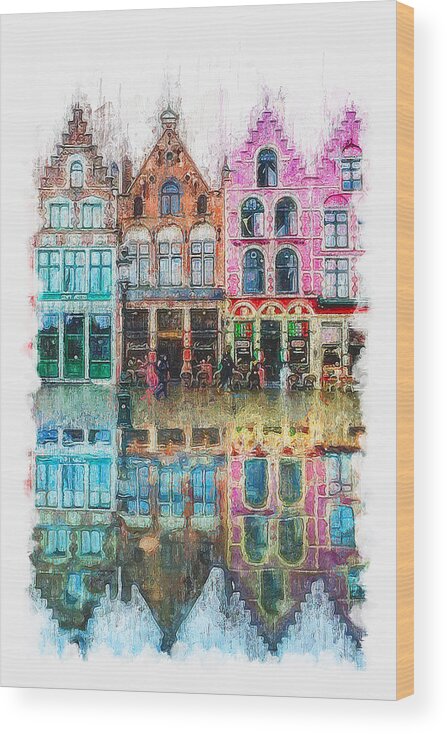 Belgium Wood Print featuring the painting Bruges, Belgium - 01 by AM FineArtPrints