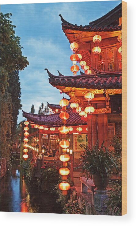 Chinese Culture Wood Print featuring the photograph Canal In Lijiang Old Town. Yunnan, China by John W Banagan