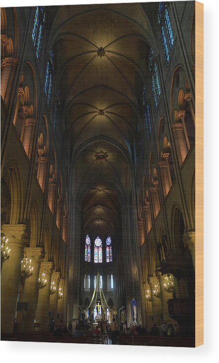 France Wood Print featuring the photograph Central nave of Notre Dame de Paris before the fire of 2019 by RicardMN Photography