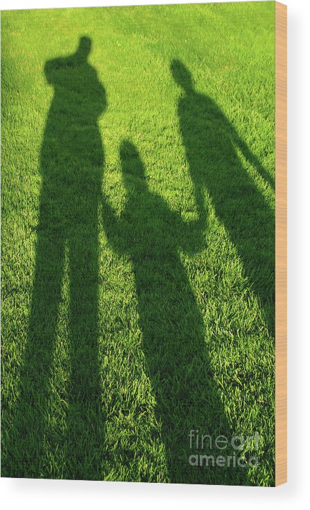 Shadow Wood Print featuring the photograph Childhood Memories - Shadow Family by Skla