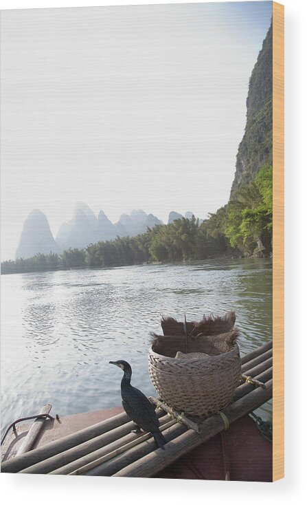 Tranquility Wood Print featuring the photograph China, Guilin, Lijang River, Trained by Jerry Driendl