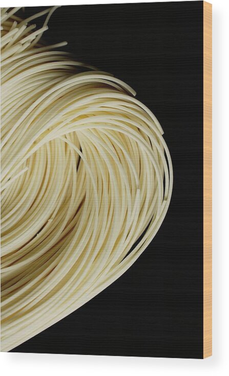 Black Background Wood Print featuring the photograph Chinese Noodles Against Black by Asia Images Group