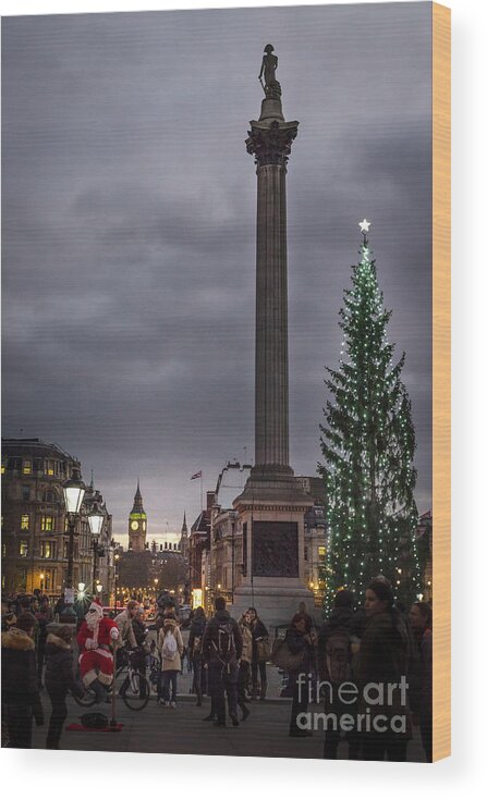 Father Christmas Wood Print featuring the photograph Christmas in Trafalgar Square, London by Perry Rodriguez
