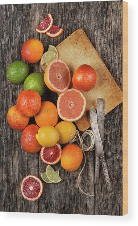 Orange Wood Print featuring the photograph Citrus Fruits by Claudia Totir