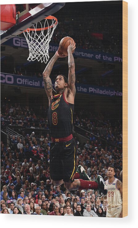 Jordan Clarkson Wood Print featuring the photograph Cleveland Cavaliers V Philadelphia 76ers by David Dow