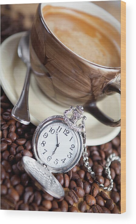 Pocket Watch Wood Print featuring the photograph Coffee Time by Arican
