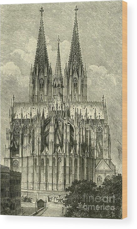 East Wood Print featuring the drawing Cologne Cathedral by Print Collector