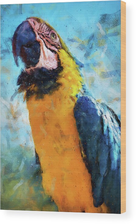 Exotic Bird Wood Print featuring the painting Colorful Parrot - 13 by AM FineArtPrints