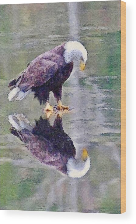 Eagle Wood Print featuring the digital art Contemplating the soul of America by Steve Glines