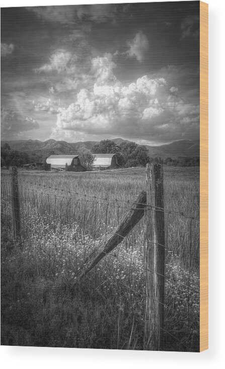 Appalachia Wood Print featuring the photograph Country Life in Black and White by Debra and Dave Vanderlaan