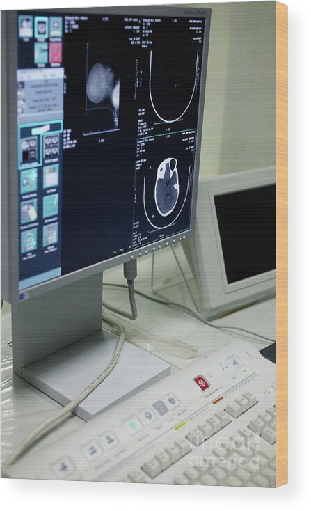 Cat Scan Wood Print featuring the photograph Ct Scanner Control Panel by Medicimage / Science Photo Library