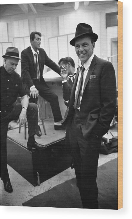 Frank Sinatra Wood Print featuring the photograph Dean Martin, Sammy Davis, Jr., and Frank Sinatra by Gjon Mili