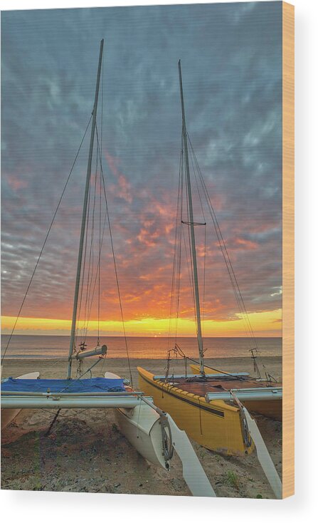 Delray Beach Wood Print featuring the photograph Delray Beach Catamaran by Juergen Roth