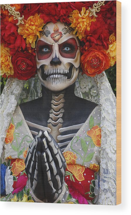 Dia Wood Print featuring the photograph Dia De Los Muertos - Christina by C. Ray Roth