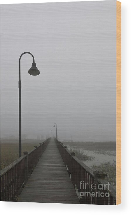 Fog Wood Print featuring the photograph Dockside Southern Fog by Dale Powell