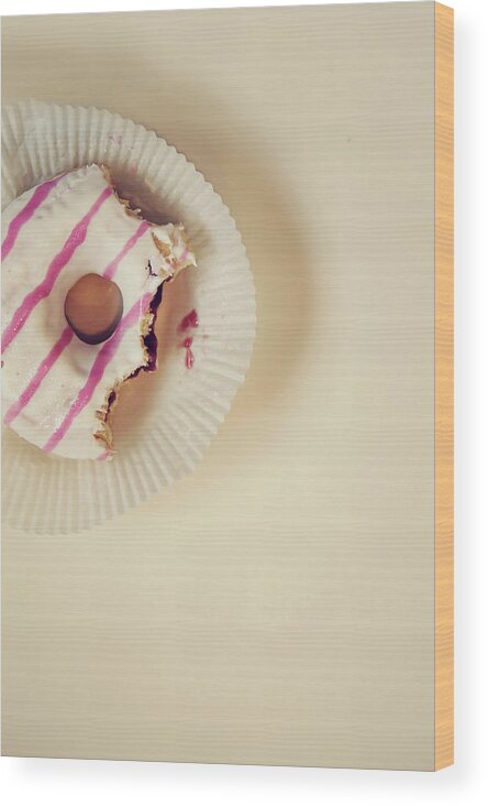 Unhealthy Eating Wood Print featuring the photograph Donut With Jelly by Kelly Sillaste