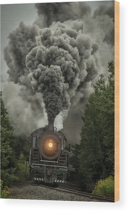 Railroad Wood Print featuring the photograph Duluth Missabe and Iron Range 332 steam locomotive 1 by Jim Pearson