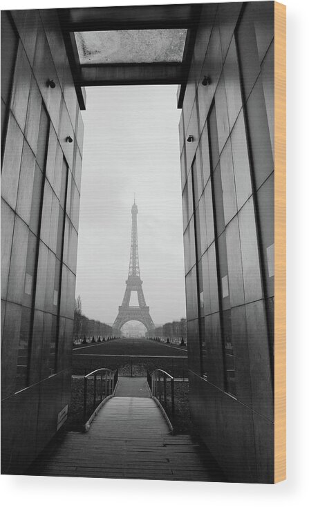 Arch Wood Print featuring the photograph Eiffel Tower And Wall For Peace by Cyril Couture @