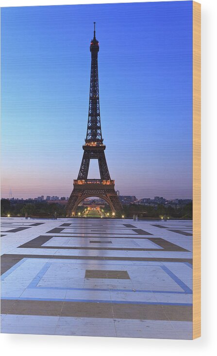 Dawn Wood Print featuring the photograph Eiffel Tower Sunrise by Btrenkel