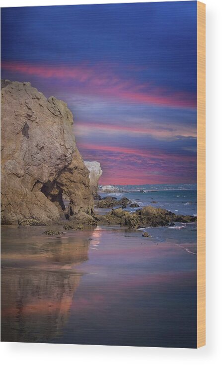El Matador State Beach Wood Print featuring the photograph El Matador State Beach Sunset by Lynn Bauer