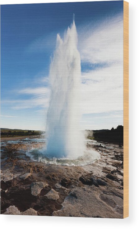 Scenics Wood Print featuring the photograph Erupting Strokkur Geyser Iceland by Mlenny