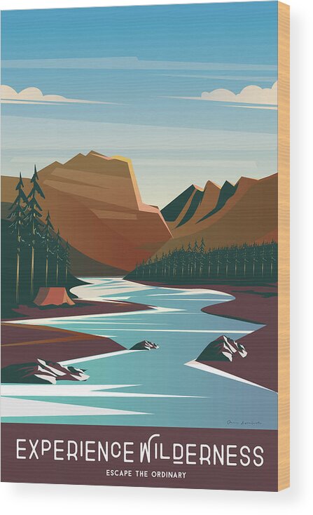Adventure Wood Print featuring the painting Experience The Wilderness by Omar Escalante