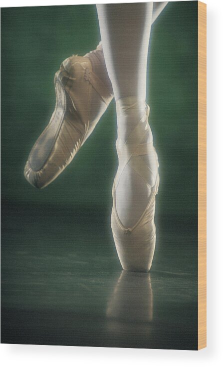Ballet Dancer Wood Print featuring the photograph Feet Of Dancing Ballerina by Comstock