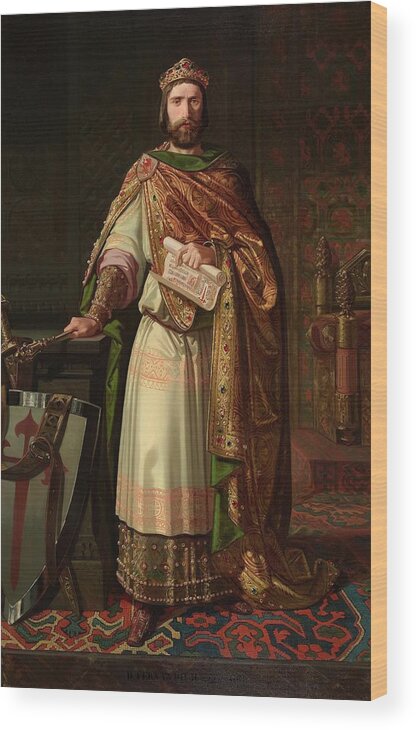 Ferdinand Ii Wood Print featuring the painting 'Ferdinand II', 1851, Spanish School, Canvas, 224 cm x 140 cm, P06090. by Isidoro Lozano -19th cent -